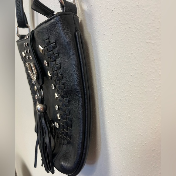 Black Studded Shoulder Bag - Picture 4 of 12